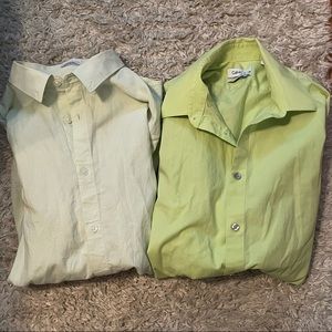 Two Calvin Klein Botton Up Dress Shirts Size Medium Men’s
